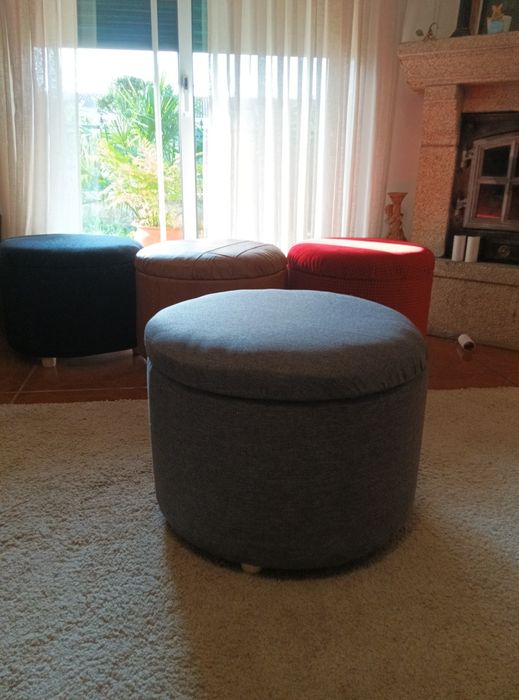 Banco redondo de arrumação