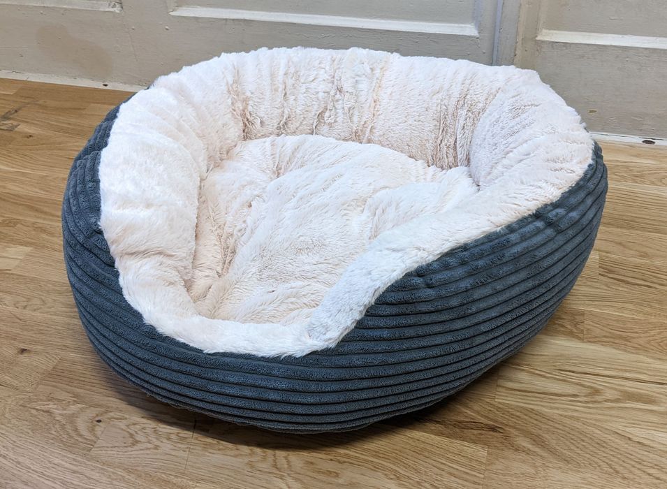 Legowisko dla Psa Cozy Cord L 81x63x18cm Plusz Ciemnoszare NOWE
