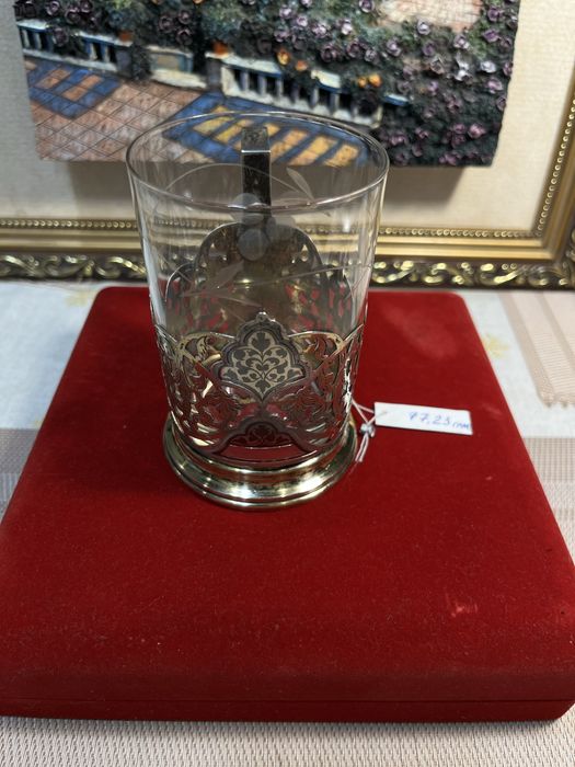 Подстаканник серебро Кубачи СССР 875’ +стакан термостойкий