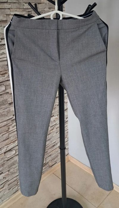 Spodnie z lampasami szare  S 36 Zara Basic
