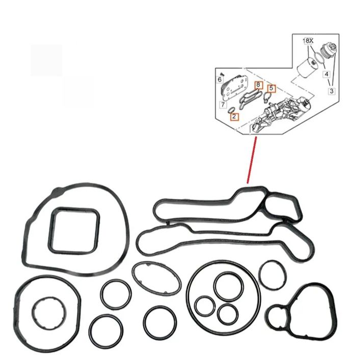 Прокладки теплообмінника,комплект прокладок корпуса масляного фільта