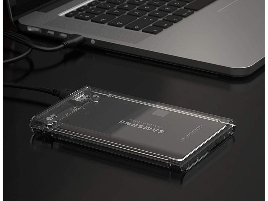 Obudowa dysku hdd ssd 2,5'' usb 3.0 sata kieszeń przeźroczysta