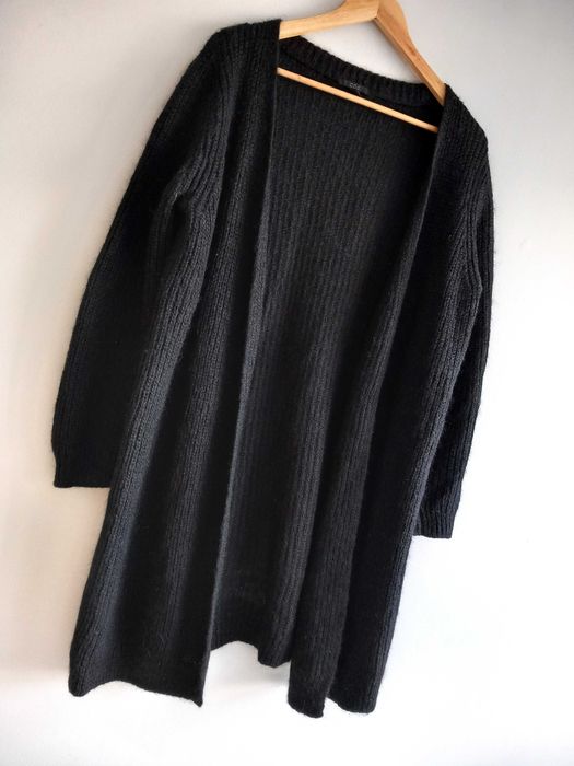 COS czarny sweter kardigan narzutka wełna moher oversize S/M