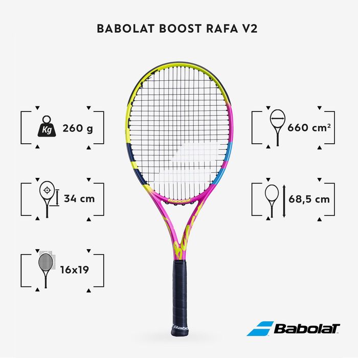 Raquete de ténis adulto - Babolat Boost Rafa rosa amarelo