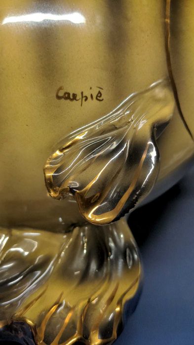 Estatueta Carpiè de Peixe Arte Nova/Art Déco em porcelana italiana