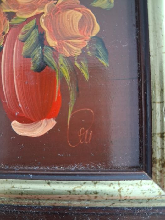 Quadros a óleo com motivos florais