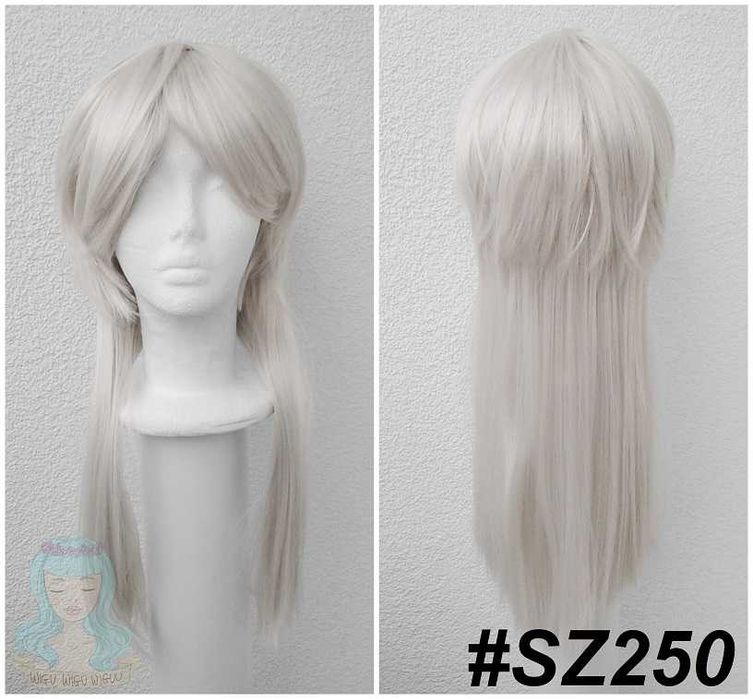 Fukuzawa Yukichi Bungou Stray Dogs BSD cosplay wig peruka szara siwa