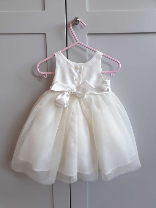 Tiulowa sukienka Mothercare biała chrzest do chrztu 56 62