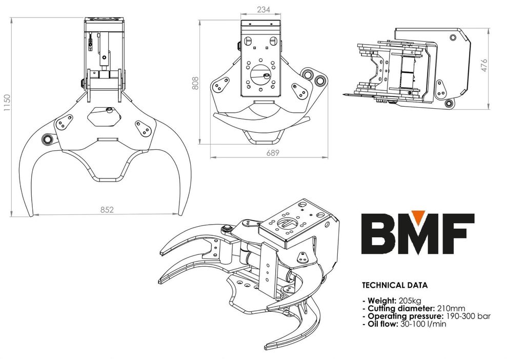 BMF Głowica Scinkowa biomasowa biomasa do Przyczepa Lesna BMF ZurawHDS