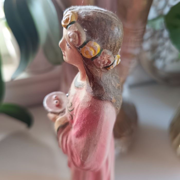 Estátua vintage de Santa Luzia em gesso - 30 cm de altura década 1940