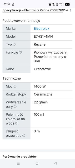 Parownica Electrolux