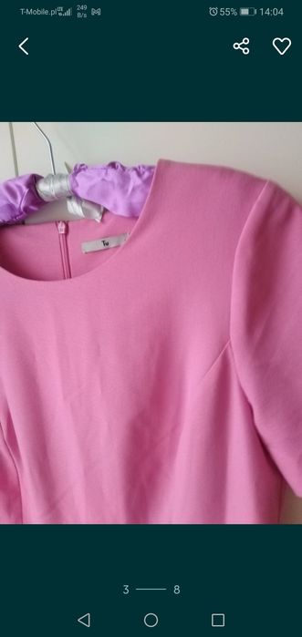 Różowa sukienka Tu 12 midi komunia wesele ślub elegancka