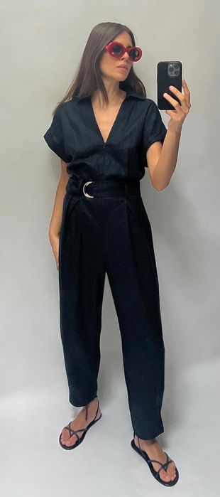 Комбінезон Zara M синій лляний