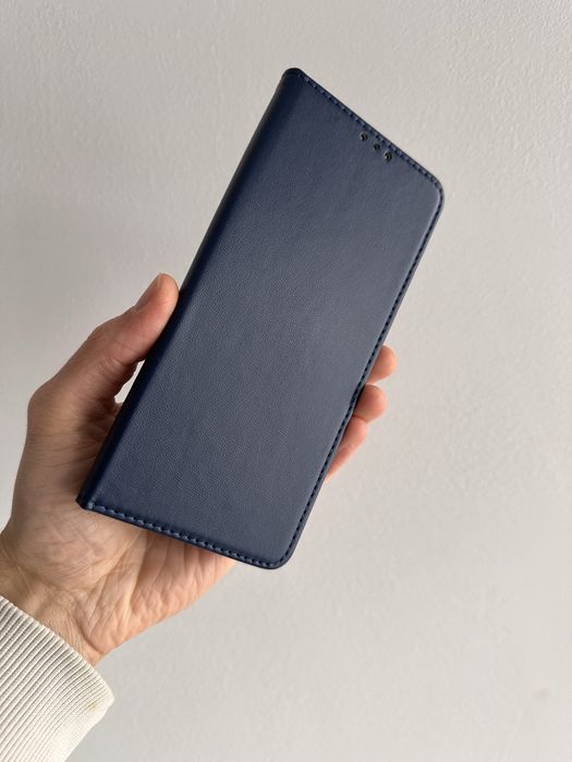 Etui z klapką zamykane granatowe + SZKŁO do XIAOMI REDMI 14C