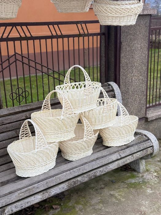 Кошик Пасхальний білий 40×28×22 см плетений з натуральної лози корзина