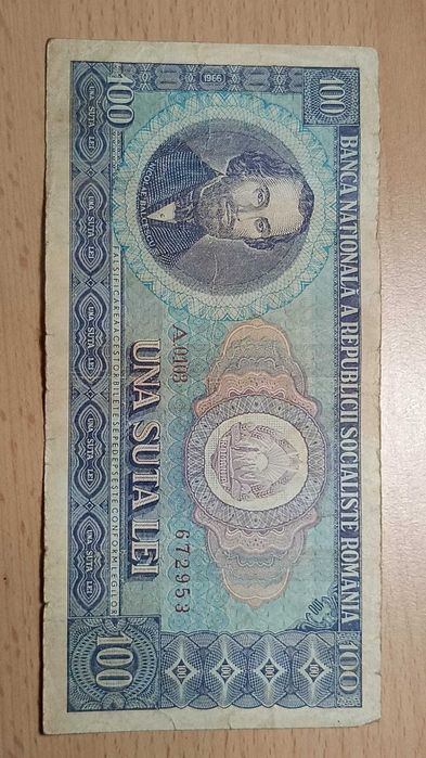 Banknot una suta lei z 1966r., seria A