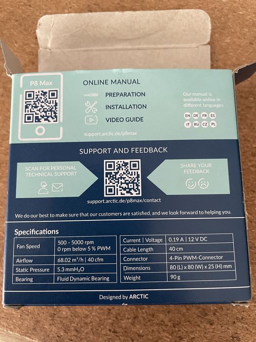 Ventoinha Arctic P8 Max 80mm