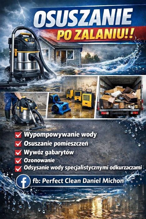 Osuszanie pomieszczen po zalaniu, pompowanie wody,wywóz gabarytow
