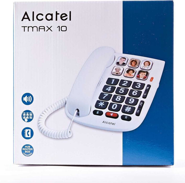 Alcatel T Max 10 Telefon Przewodowy dla Seniorów, Biały