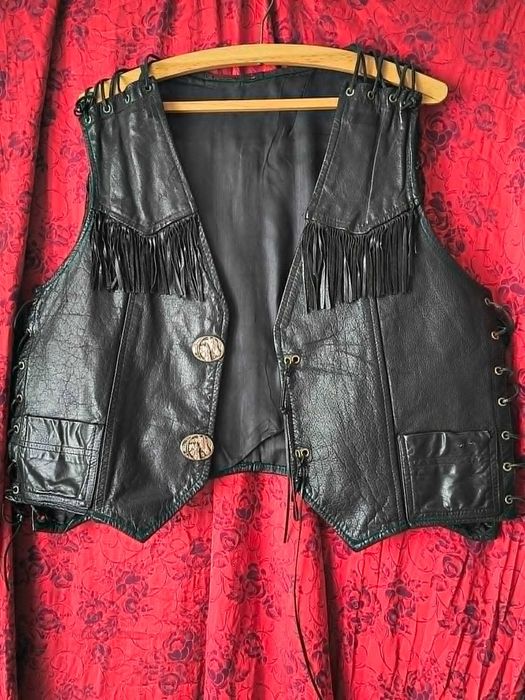 Kamizelka skórzana vintage oldschool biker motocyklowa rocknroll
