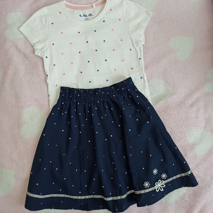 Zestaw galowy. Spódnica + koszulka r 122 (6-7 lat)