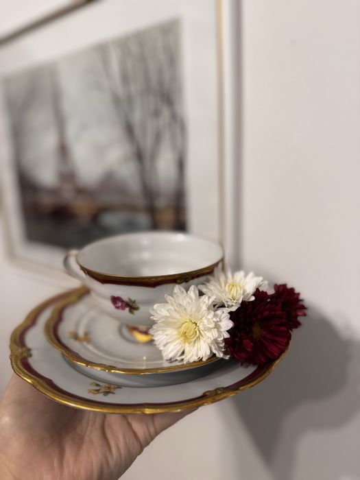 Вінтажна трійка, Німеччина. Чашка, блюдце, тарілка