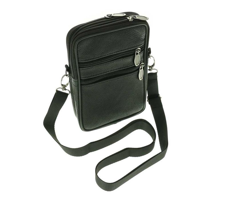 Męska torba listonoszka torba na ramię czarna skórzana PL producent