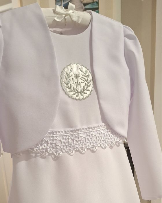 *MK Maryla* cudna sukienka komunijna alba bolerko torebka halka R.134