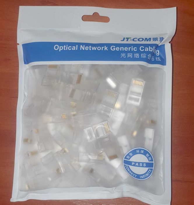 Коннектор RJ45 позолочені контакти (прохідний конектор UTP)