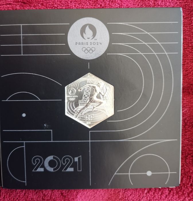 Moeda prata 500 - Hexagonal - Jogos Olímpicos Paris