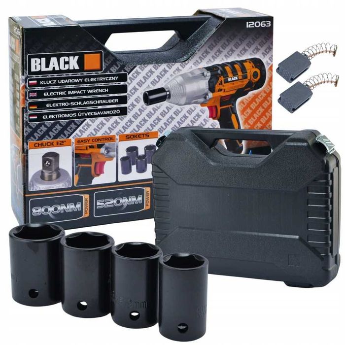 Elektryczny Klucz Udarowy 800nm 1/2 2200W Sieciowy Black