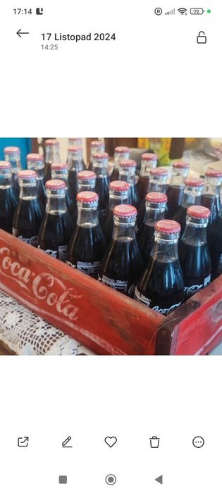 28 butelek coca cola dla kolekcjonera ze skrzynka