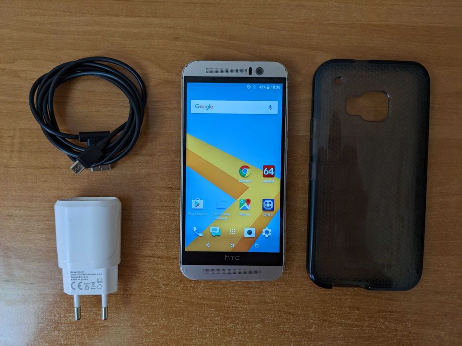 Смартфон HTC One M9+блочек+кабель+чехол