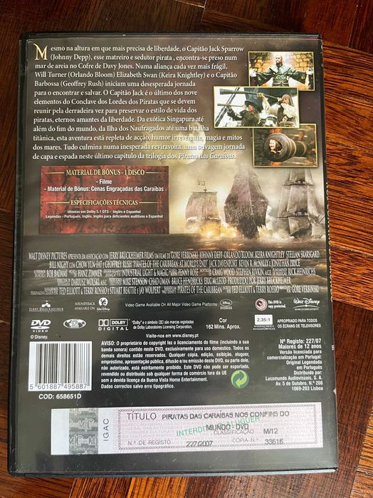 DVD Piratas das Caraíbas (Verbinski, 2006 - 07)