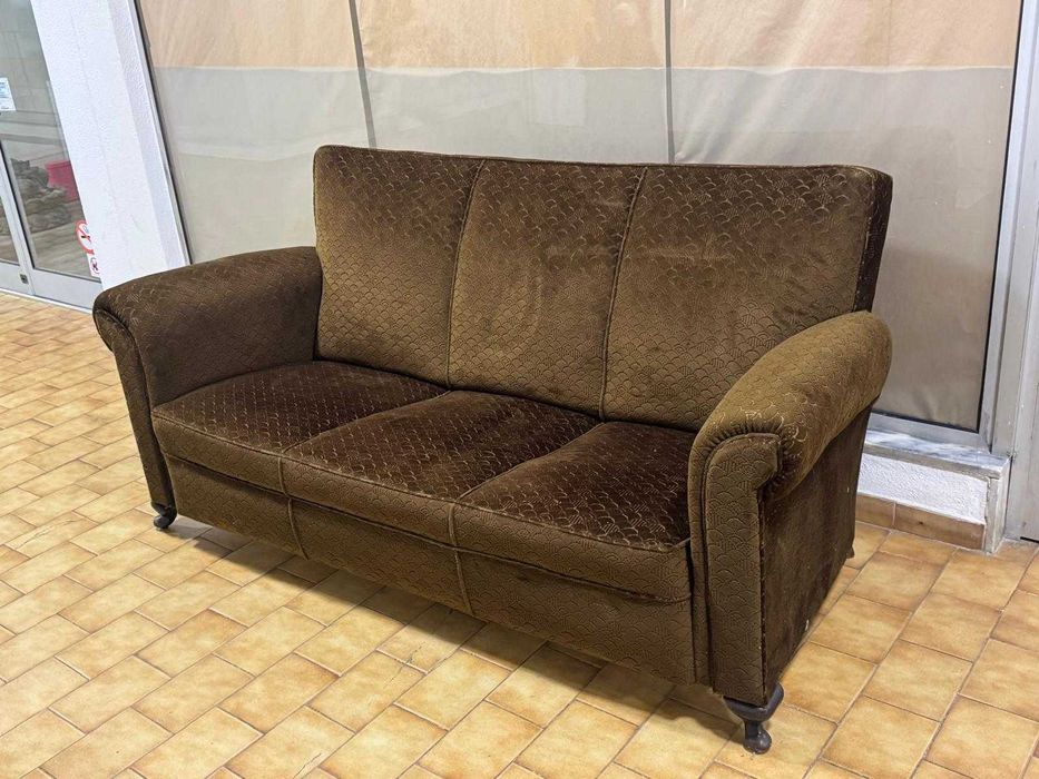 Conjunto sofás Vintage Anos 1940 em Veludo Original – Excelente Estado