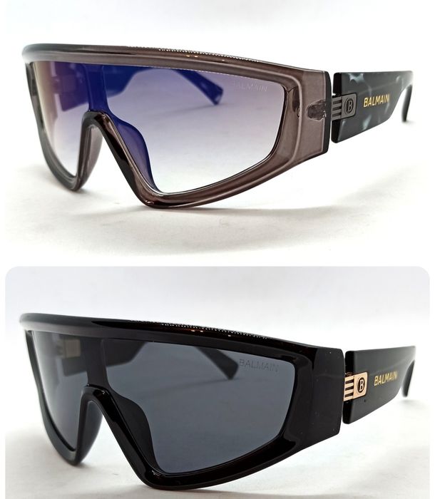 Balmain очки маска унисекс черные и серые с мраморными дужками модные