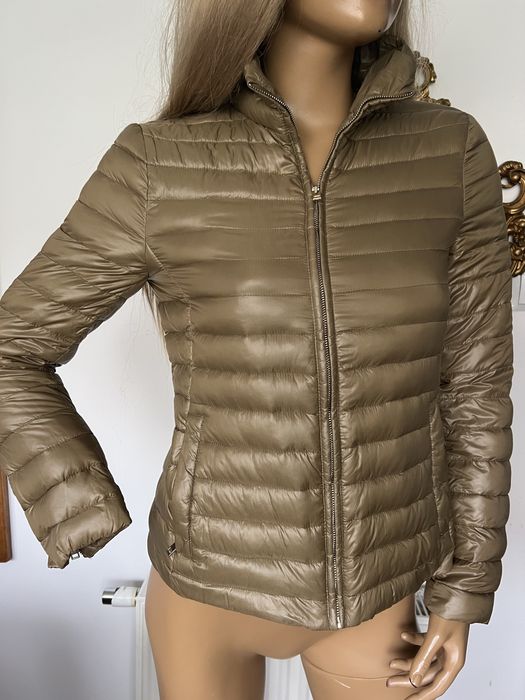 Zara kurtka puchowa damska S 36 złota beżowa brązowa puch naturalny