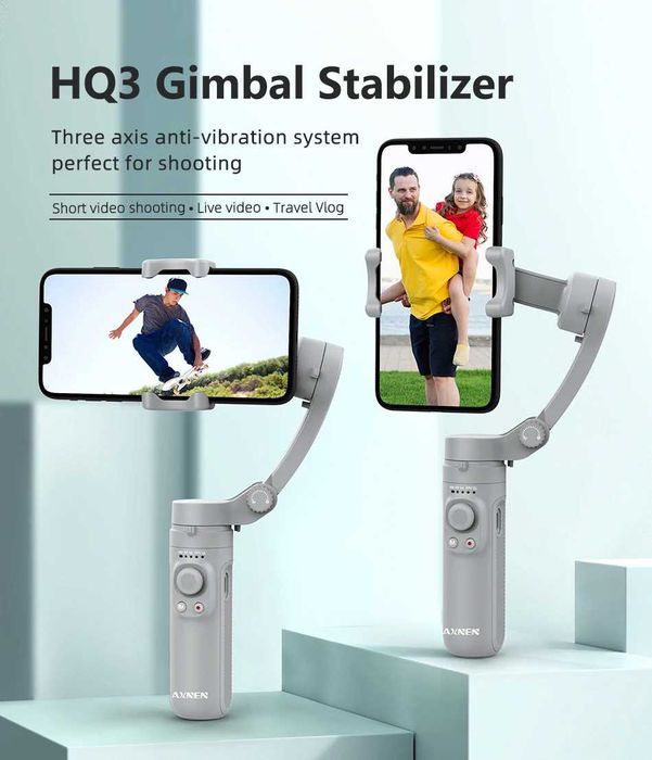 Стабілізатор HQ3 3-осьовий для смартфона від тремтіння, Vlog