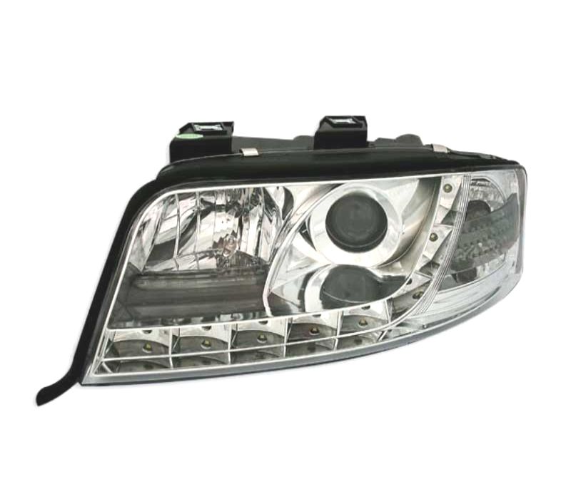 FARÓIS AUDI A6 4B 01-04 LUZ DIURNA LED FUNDO CROMADO
