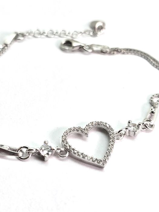 Srebrna bransoletka z serduszkiem 925 - NOWA