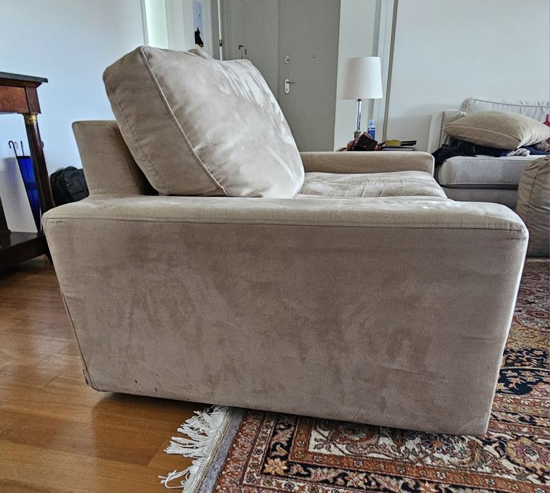 Sofa em tecido " alcantara" bege 190cmx97cm