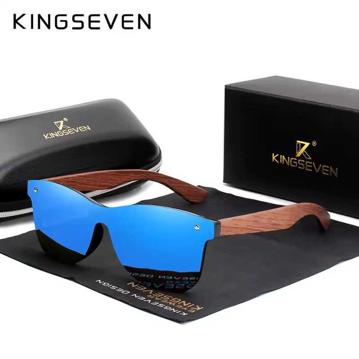Окуляри KINGSEVEN Polarized UV400 сонцезахисні Blue Дерево Оригінал