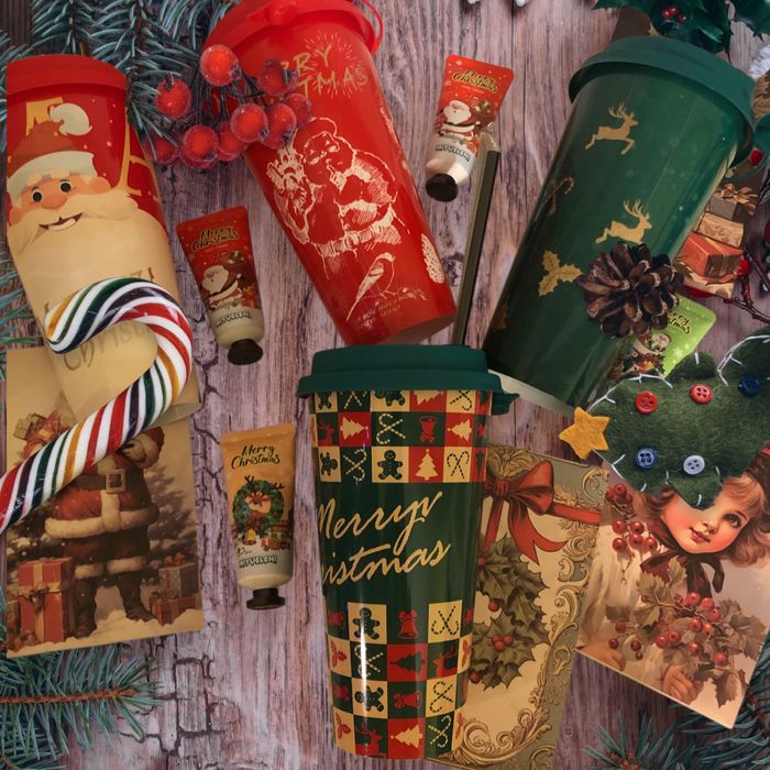 Набір новорічний подарунковий стакан + крем + листівка