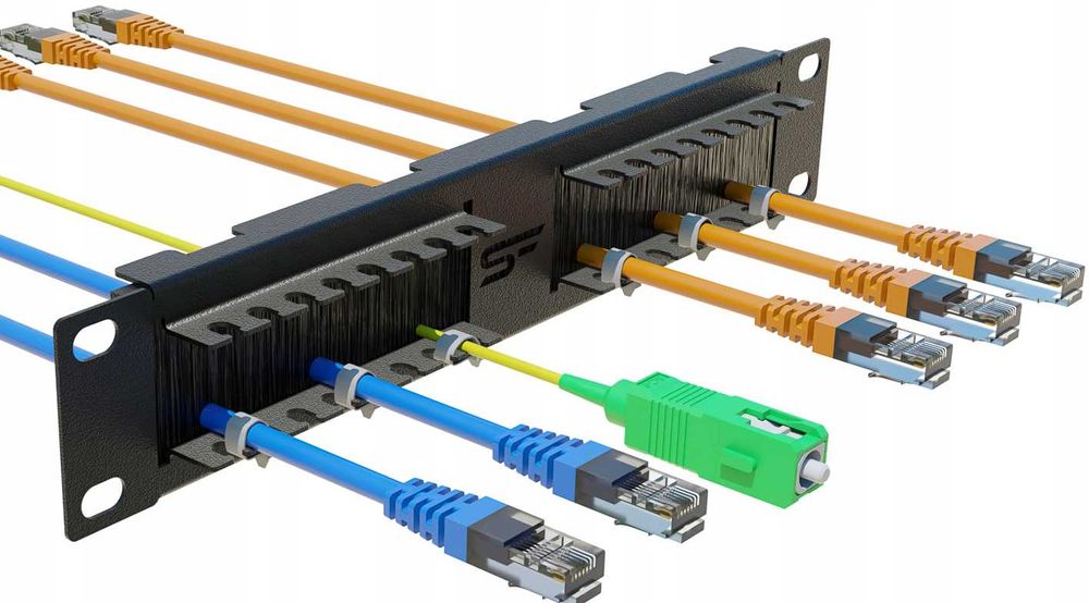 Przepust Kablowy RACK 10" 1U ze Szczotką i Mini Organizerem Stalflex