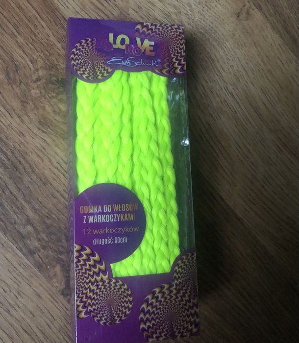 Warkoczyki seledynowe neonowe gumka do włosów z warkoczykami 60 cm