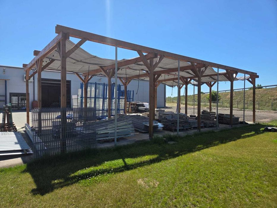 OKAZJA! PERGOLA DREWNIANA 14,1 x 7,2 m (102 m²) z systemem zraszania - 8 pól