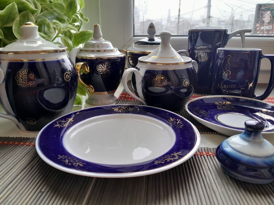 Кобальтовая посуда тарелки посуда ссср