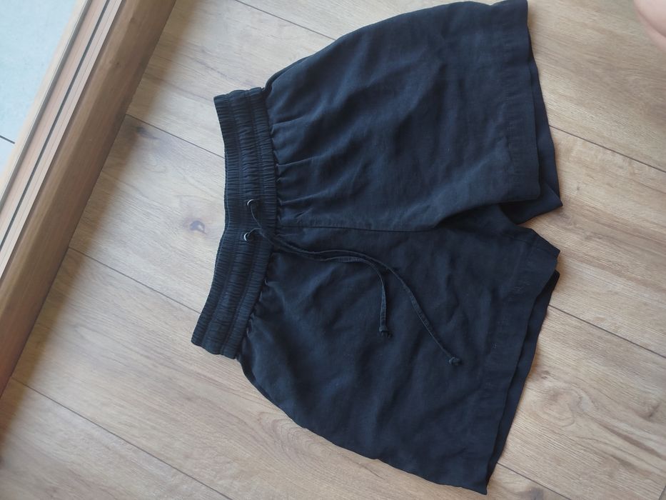 Spodenki S wiskozowe czarne wysoki stan
