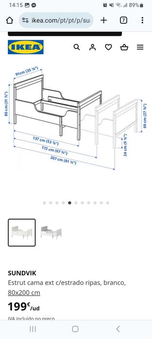 Cama extensível branca+extrado