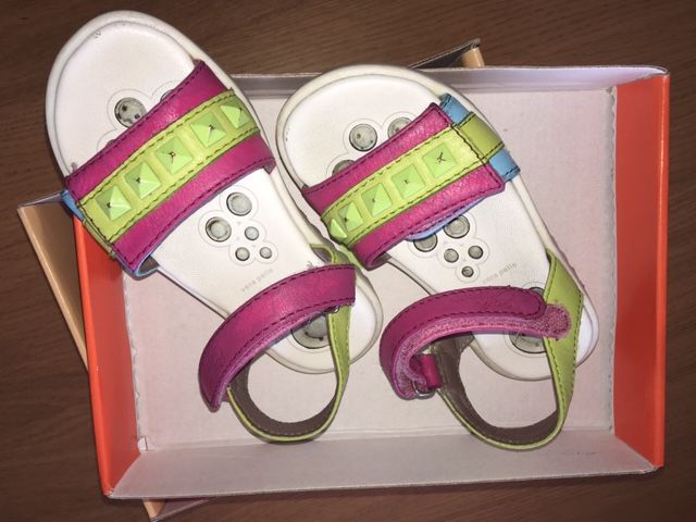 Chicco Sandals in White, Pink and Green, Size 25, Good Condition